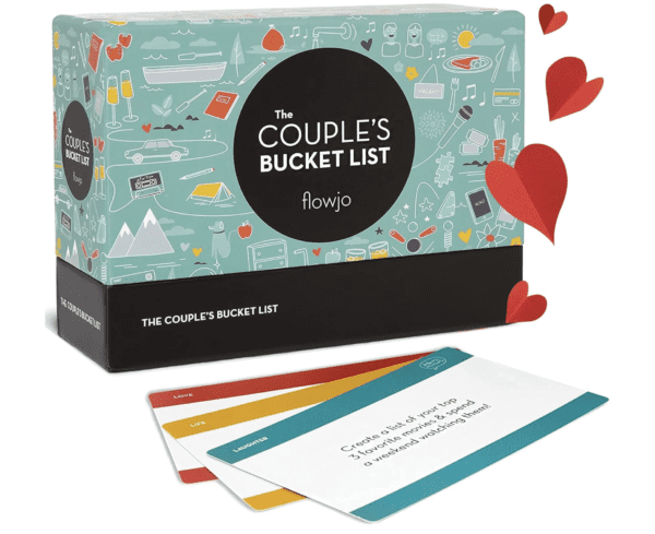 A couple 's bucket list game with cards and instructions.